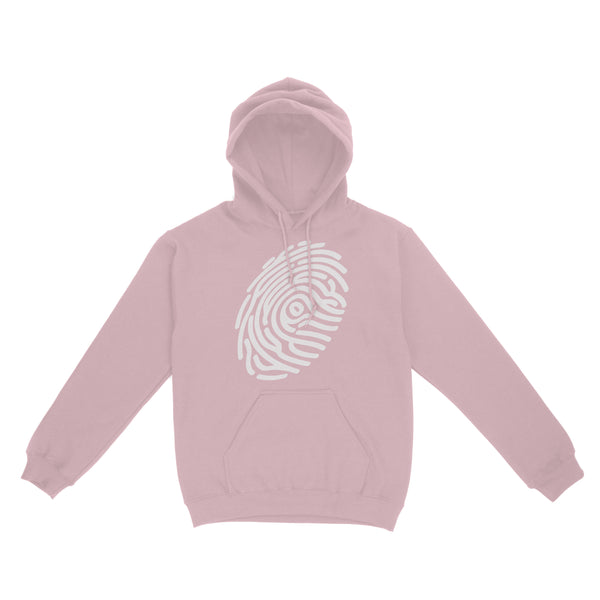 Classic White Fingerprint Logo on Pink Hoodie