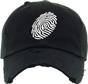 Classic White Fingerprint Logo on Black Dad-Hat