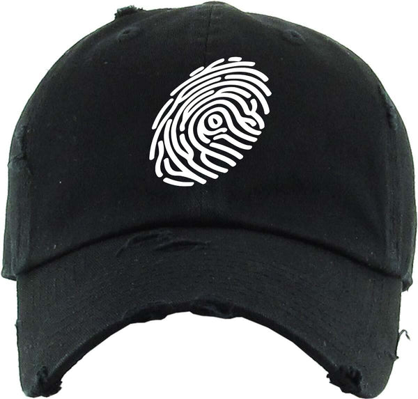 Classic White Fingerprint Logo on Black Dad-Hat