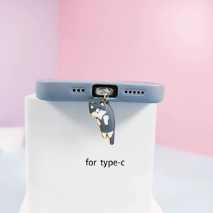 A Cat Phone Dust Plug Suitable for Iphone for Samsung Type-C Interface Dust Plug Phone Suspension Accessories Cute Cat
