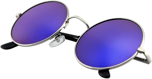 Mens Womens Retro Inspired Sunglasses round Hippie Shades Retro Colored Lenses