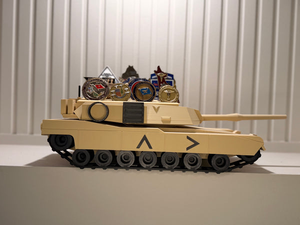 Military M1 Abrams Tank Challenge Coin Holder | Rotating Turret