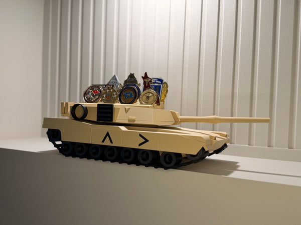 Military M1 Abrams Tank Challenge Coin Holder | Rotating Turret