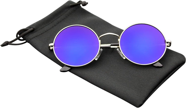 Mens Womens Retro Inspired Sunglasses round Hippie Shades Retro Colored Lenses