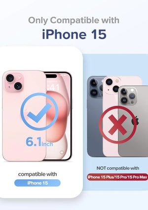 Transparent Phone Case for Apple Iphone 15 Clear Magnetic Case, [Yellow Resistant] Slim Fit Shockproof Transparent Crystal Clear Magnetic Case for Apple Iphone 15, Rose