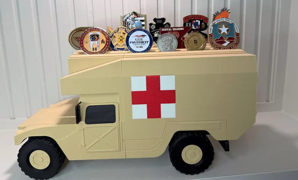 M988 MEDEVAC HMMWV Coin Holder | 3D Printed Military Ambulance Display