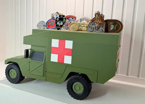M988 MEDEVAC HMMWV Coin Holder | 3D Printed Military Ambulance Display