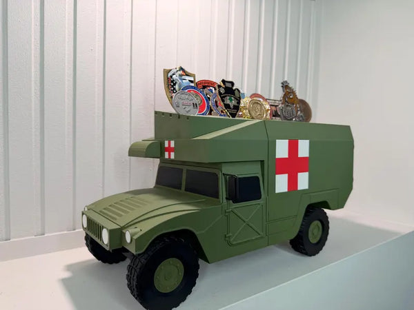 M988 MEDEVAC HMMWV Coin Holder | 3D Printed Military Ambulance Display