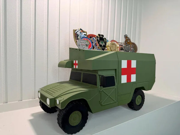 M988 MEDEVAC HMMWV Coin Holder | 3D Printed Military Ambulance Display