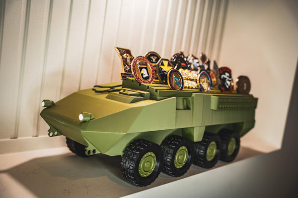 Stryker Coin Holder | Army Combat Vehicle Challenge Coin Display | Military Desk Decor | Veteran Gift