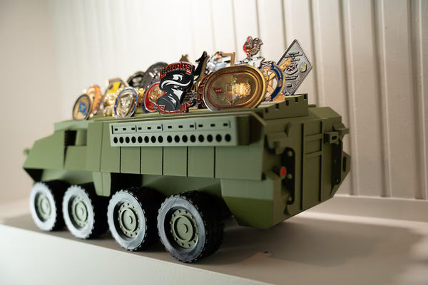 Stryker Coin Holder | Army Combat Vehicle Challenge Coin Display | Military Desk Decor | Veteran Gift