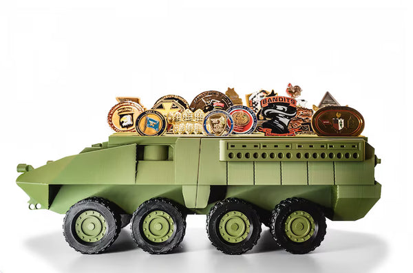 Stryker Coin Holder | Army Combat Vehicle Challenge Coin Display | Military Desk Decor | Veteran Gift