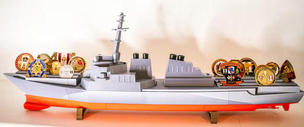 Arleigh Burke Destroyer | Navy Challenge Coin Display | Guided Missile Destroyer Desk Decor | Veteran Gift