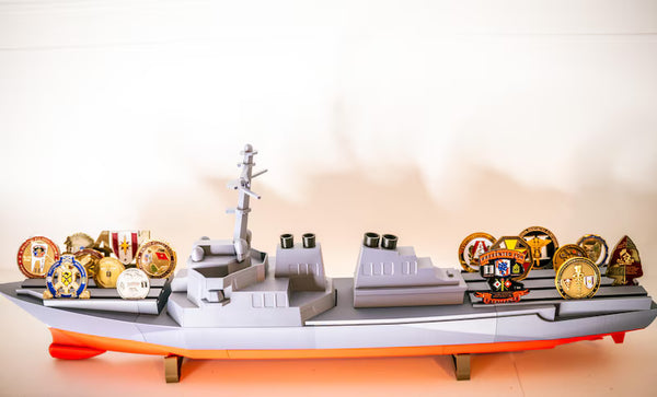 Arleigh Burke Destroyer | Navy Challenge Coin Display | Guided Missile Destroyer Desk Decor | Veteran Gift