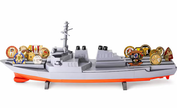 Arleigh Burke Destroyer | Navy Challenge Coin Display | Guided Missile Destroyer Desk Decor | Veteran Gift