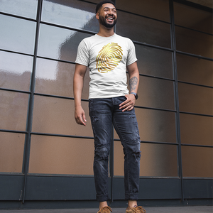 24k Gold White Classic Fingerprint T-Shirt on Male Model