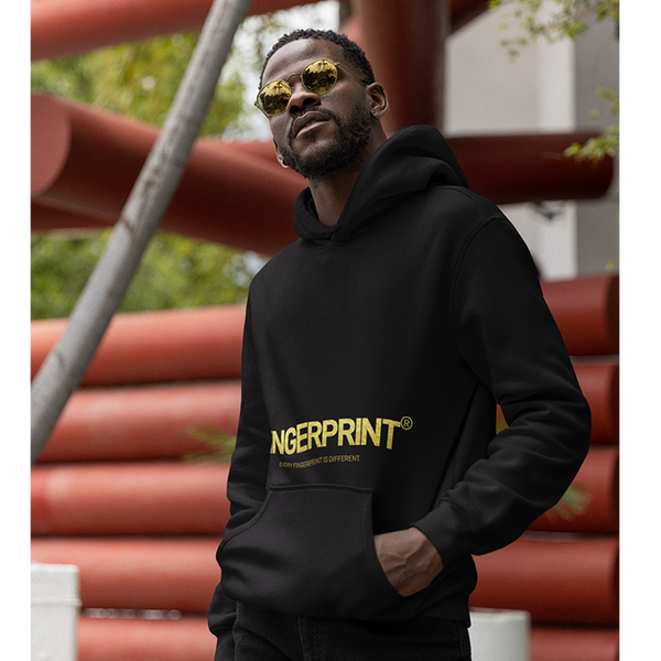 24K Gold Fingerprint Hoodie on Male Model