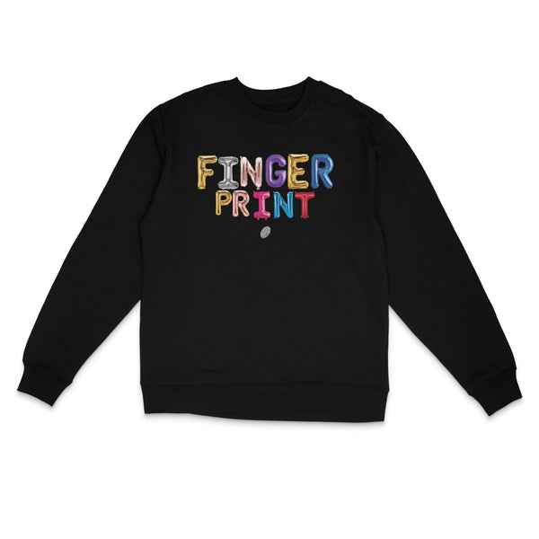 Colorful Fingerprint Alphabet Logo on Black Sweatshirt