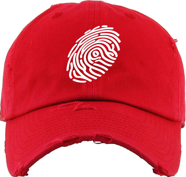 Classic White Fingerprint Logo on Red Dad-Hat